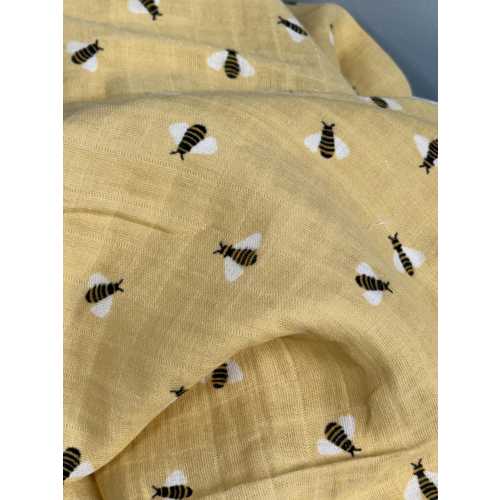 Baby Gauze Cotton Swaddle Cuddle Stroller Blanket Soft Yellow Bumble Bees
