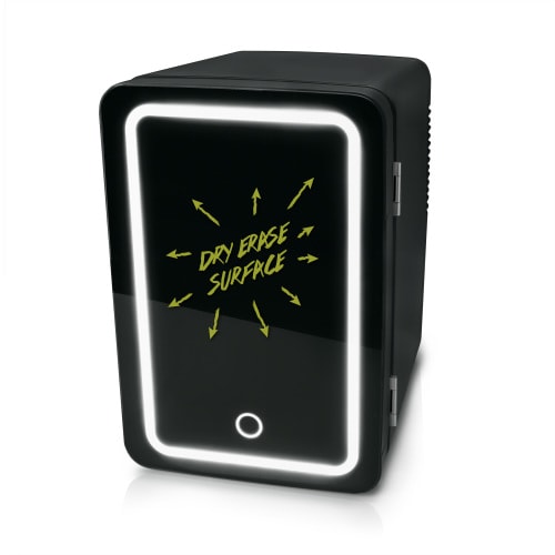 Personal Chiller Mini Fridge Beverage Refrigerator Lighted Glass Door, 6L Capacity, Black