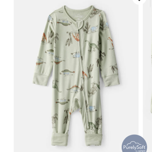 Green Baby Boy Solid 2-Way Zip PurelySoft Sleeper - Green | Carter’s Oshkosh Canada