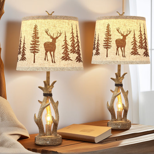 Millwood Pines Damitri 25" H Resin Antler Table Lamps & Reviews | Wayfair