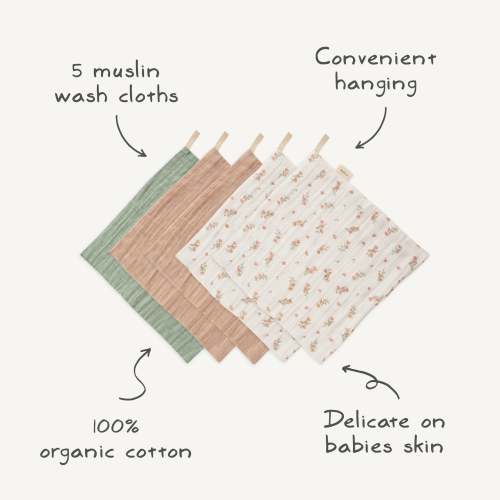 Muslin Cotton Washcloth 5-Pack – Simple Steps Market