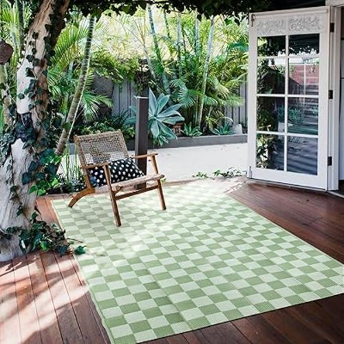 Area Rugs Outdoor Rug 8 x 5 Feet, Plastic Waterproof Lightweight Mats for Patio, Poolside, Deck, RV, Picnic, Camping and Beach