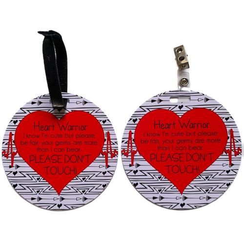 Three Little Tots Two Pack - Heart Warrior No Touching Baby Car Seat and Stroller Signs - CPSIA Safety Tested