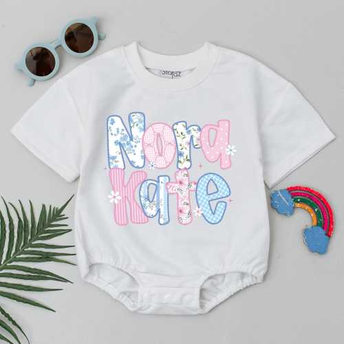 Personalized Name Baby Bubble Romper, Summer Baby Girl Bodysuit, Cute Floral Baby Outfit, Custom First Birthday Clothes, Baby Shower Gift