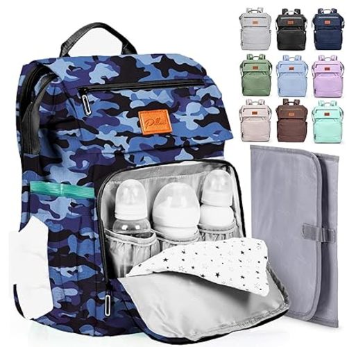 PILLANI Baby Diaper Bag Backpack - Large Bag for Boys & Girls - Diaper Backpack - Travel Diaper Bags w/Changing Pad, Baby Registry Search & Shower Gifts - Essentials Must Haves Newborn Stuff for Mom