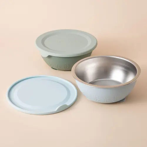 Stainless Steel Silicone Suction Bowl - 13 oz