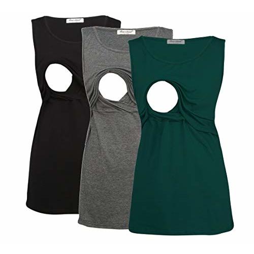 Bearsland Women's Sleeveless Maternity Nursing Tank Tops Breastfeeding Shirts