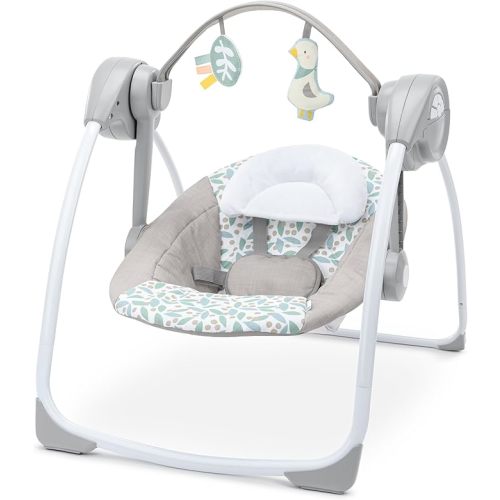 Ingenuity Comfort 2 Go Portable Swing - Endless Bloom - 6 Speeds - 10 Melodies - 2 Toys - 0-9M