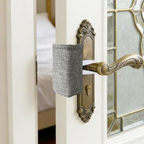 Door Silencer Door Latch Covers Padded Cushion Quiet Closer Door Lock Cover for Baby Newborn Nursery/Light Sleeper Noise Reduce - 4 x 3 Inches, Dark Grey, 6 Pieces