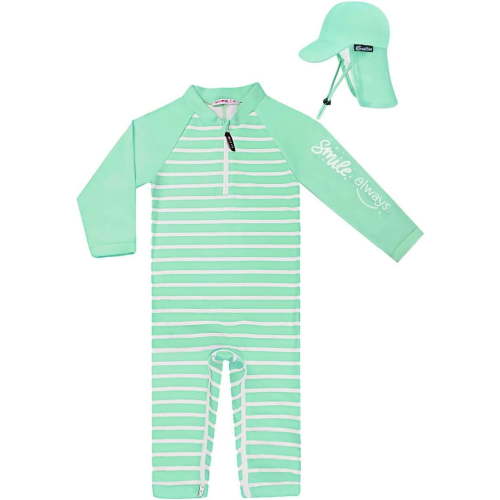 weVSwe Toddler Boy Swimsuit With Sun Hat 0-3Years -UPF 50+ Rash Guard Baby Swimsuit with Crotch Zipper kids swimsuits