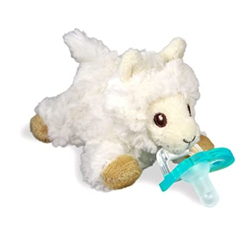 RaZbaby JollyPop Pacifier, Holder w/Detachable Baby Pacifier, Stuffed Animal RaZbuddy, All Ages 0M+, 100% Medical Grade USA Made Silicone, Machine Washable, Textured & Easy to Hold – Llama