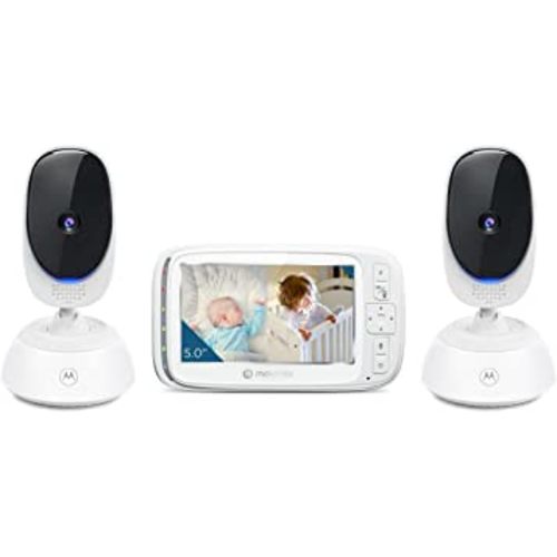 Motorola Baby Monitor VM75 - Indoor Video with 2 Cameras, 480x272p, 1000ft Range 2.4 GHz Wireless 5" Screen, 2-Way Audio, Remote Pan, Digital Tilt, Zoom, Room Temp, Lullabies, Night Vision