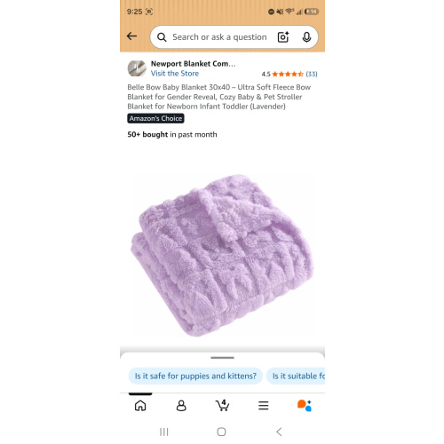 Belle Bow Baby Blanket 30x40 – Ultra Soft Fleece Bow Blanket for Gender Reveal, Cozy Baby & Pet Stroller Blanket for Newborn Infant Toddler (Lavender)