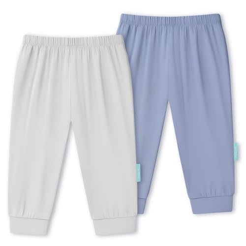 PurComfy Supersoft Baby Pants, 2-Pack Premium Bamboo Viscose Jogger Pants, Elastic Waist, Unisex 0-24 Months