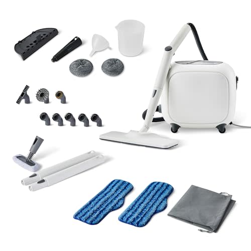 Amazon Basics Multipurpose Steam Cleaner for Home with 22 Accessories, Chemical-Free Cleaning, Powerful Steam, 51oz Tank, 1500W, White