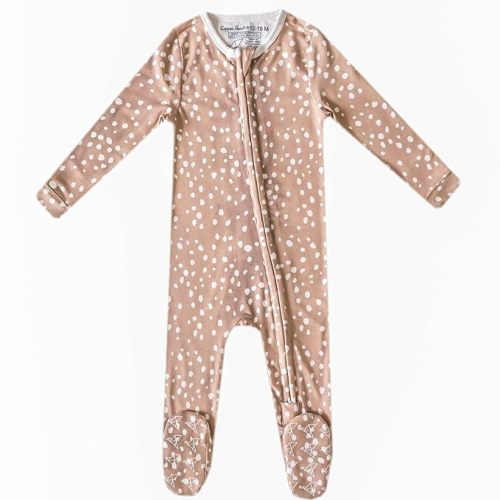 Copper Pearl Zip-Up Footie Baby Pajamas: Ultra-Soft Boys & Girls Pajamas, Premium Knit Fabric in Fawn, Tag-Free with Two-Way Zipper, Sizes Newborn to 24 Months
