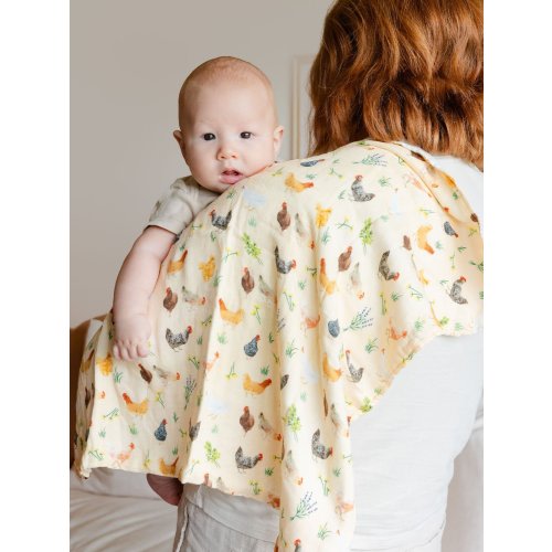 Chicken Meadows Baby Burp Cloths – Muslin Set of 2 - 1canoe2