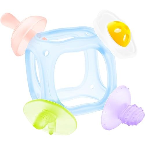Baby Silicone Teether, Food-Grade Soft Silicone Teething and Sensory Toy, BPA-Free and Non-Toxic, Relieves Baby's Teething Discomfort, Featuring 4 Different Shapes of Teethers