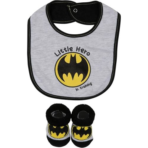 Happy Threads Batman Little Hero 2-Piece Infant Bib and Booties Set