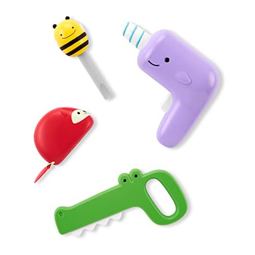 Skip Hop 4-Piece Toy Tool Set for Toddlers Ages 2+, Zoo Crew Tool Set Toy