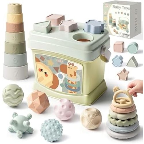 Baby Toys 6-12 Months,Montessori Toys for Babies,Stacking Cups,Shape Sorter