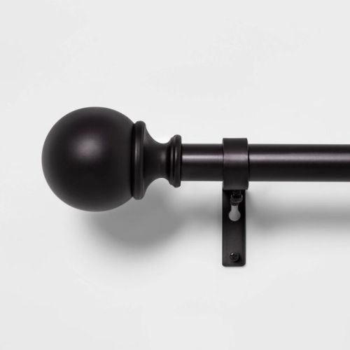 36"-66" Ball Curtain Rod Matte Black - Threshold™: Adjustable Metal, Single Rod, 30lb Capacity
