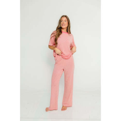 Alana Stripe Set in Bubblegum - Lightweight/Butter Fabric