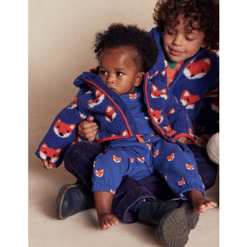 Boys Novelty Cosy Borg Jacket-Blue Foxes