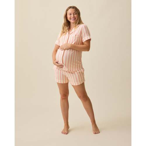 Clea Bamboo Short Sleeve Pajama Set | Sunset Pink Stripe - Kindred Bravely