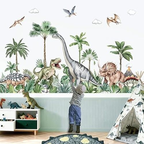 decalmile Dinosaurs Tropical Palm Animal Dino Wall Decals Stickers (XL)