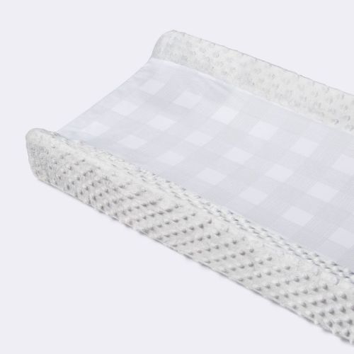 Wipeable Changing Pad Cover With Plush Sides Checkered - Cloud Island™ Gray