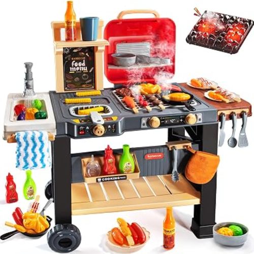 Kids Play Kitchen Toys - Updated Version Kids BBQ Grill Playset