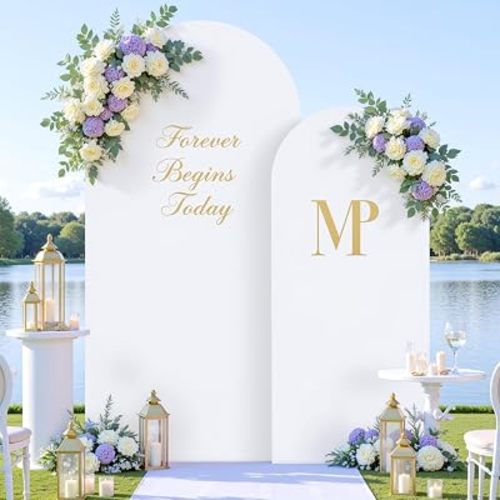 White Arch Cover Set of 2-7.2 and 6ft Arch Backdrop Cover Spandex Wedding Arch Stand Covers for Bridal Shower Wedding Baby Shower Birthday Party Ceremony Banquet Photo Background Decorations