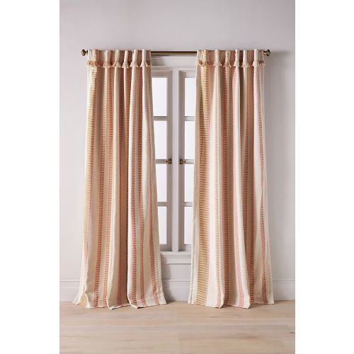 Pieced Stripe Cotton Blend Woven Blackout Curtain