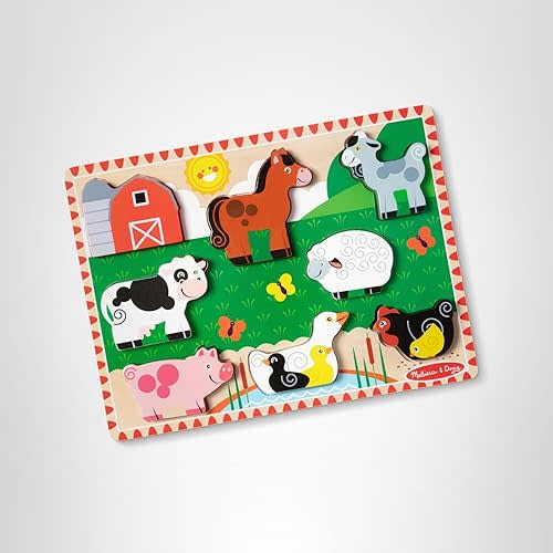 Melissa & Doug Farm Wooden Chunky Puzzle (8 pcs) - FSC Certified