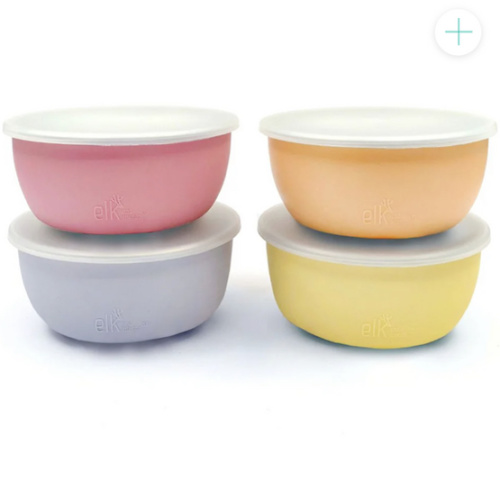 Stainless Steel Bowl with Silicone Sleeve + Lids