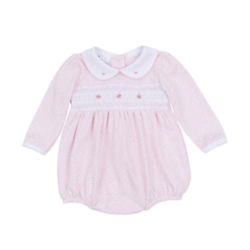 Mia's Classics Smocked Long Sleeve Bubble - Pink