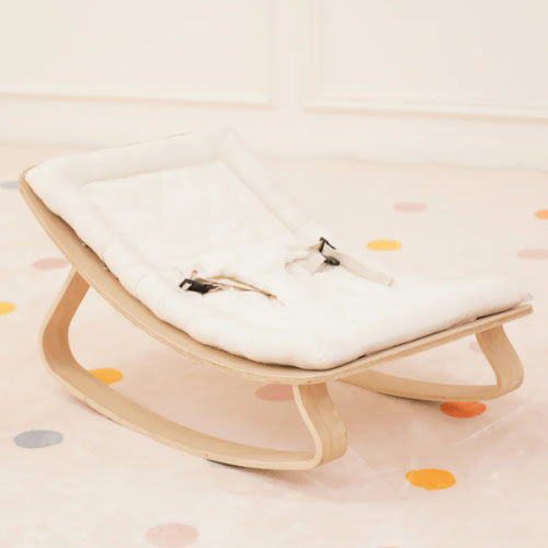 Nest Wooden Baby Rocker – Natural Infant Lounger with Soft Padded Seat – Bee Like Kids