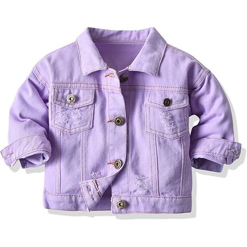 EISHOW Toddler Baby Denim Jackets Jeans Basic Coat Ripped Top Fall Cowboy Button Down Outwear Clothes for Kids Girls Boys