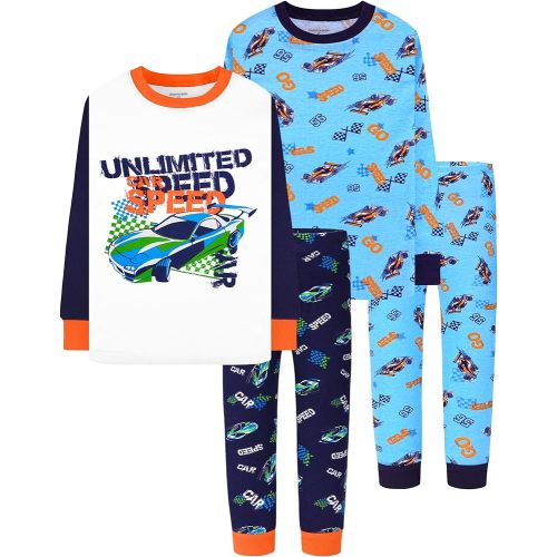 DAUGHTER QUEEN Boys Pajamas 4 Pieces Long Set 100% Cotton Sleepwear Size 18 Months-12 Years