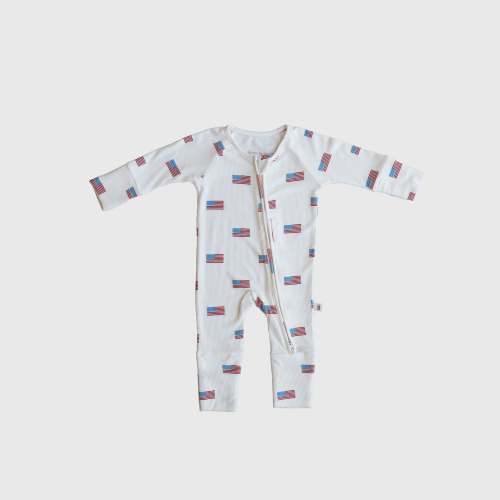 Bamboo Zip Pajamas | Americana Ribbed