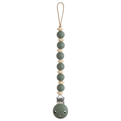 mushie 100% Silicone Baby Pacifier Clip BPA Free | Luna (Dried Thyme)