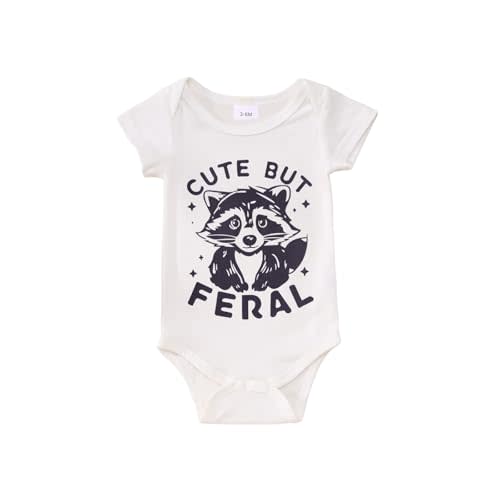Ritatte Newborn Infant Girl Boy Onesie Cute But Feral Raccoon Bodysuit Romper Funny Unisex Baby Gift Clothes 0-18 Months