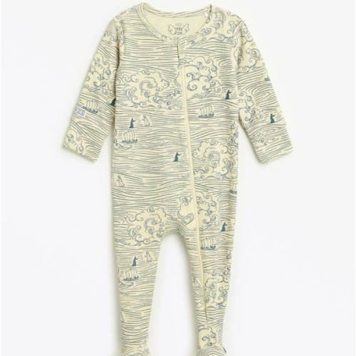 Walking on Water PJ Footed Onesie Ribbed Cotton-Bamboo Blend