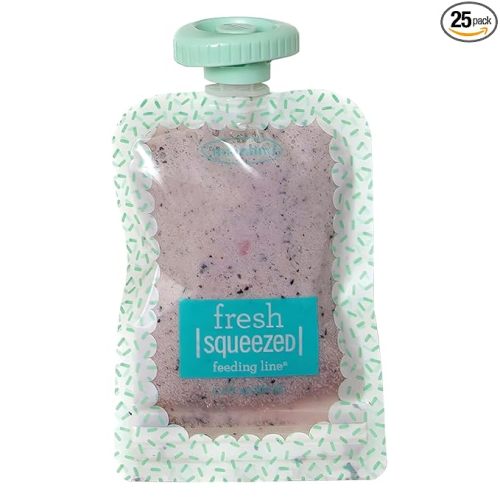 Infantino Reusable Squeeze Pouches for Homemade Baby Food, 3.5 oz, Pack of 25 - BPA, PVC, and Phthalate-Free, Freezer-Safe, with Clear Window and Labeling Space