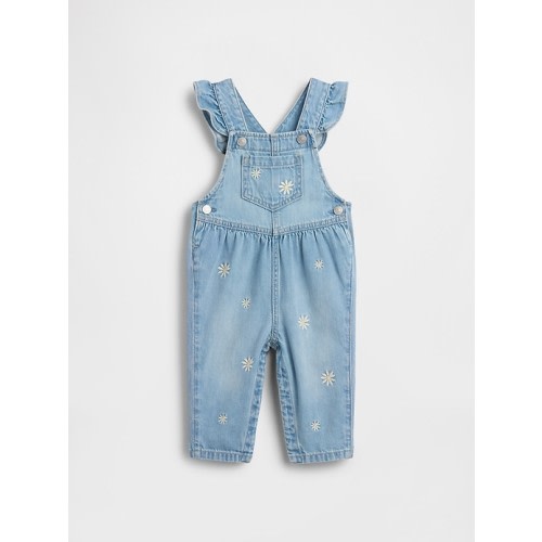 Baby Embroidered Floral Denim Overalls
