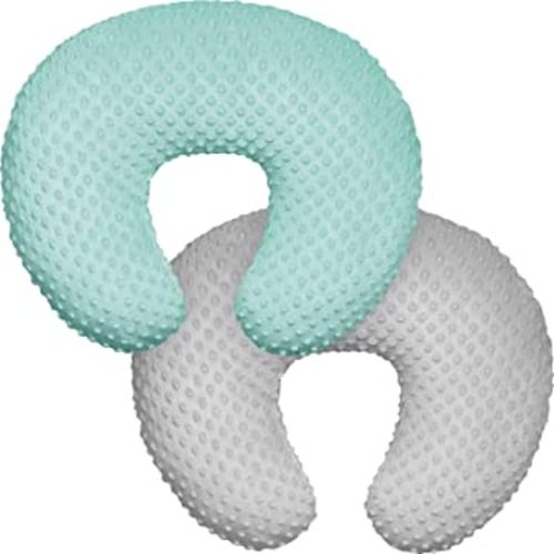 Minky Nursing Pillow Cover, Nursing Pillow Case Plush Breastfeeding Pillow Slipcover Fits Nursing Pillow, Ultra Soft Snug for Infant & Baby Boy Girl, Machine Washable & Breathable, Grey & Mint Green