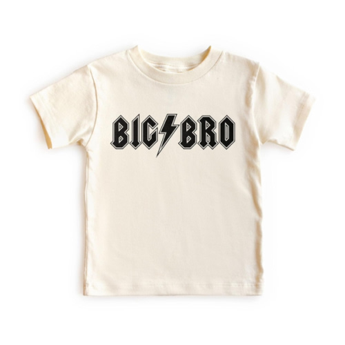 Big Bro Rocker Rock On Shirt For Boys Big Brother Sibling Reveal Announcement Outfit Natural Toddler & Youth Tee
