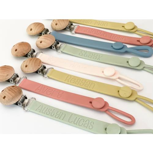 Personalized Silicone Pacifier Clip | Custom Name Paci Holder | Baby Gift | Name Binky Clips