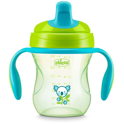 Chicco 7oz. Semi-Soft Trainer with Bite-Resistant Spout and Spill-Free Lid, Removable, Non-Slip Handles, Top-Rack Dishwasher Safe, Easy to Hold Ergonomic Indents, 6+ Months - Green, New